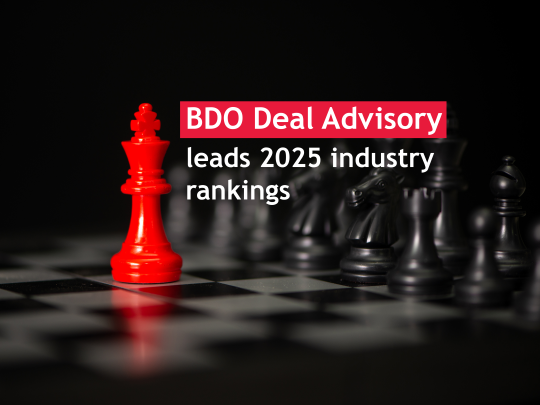 BDO Deal Advisory leads 2025 industry rankings - BDO